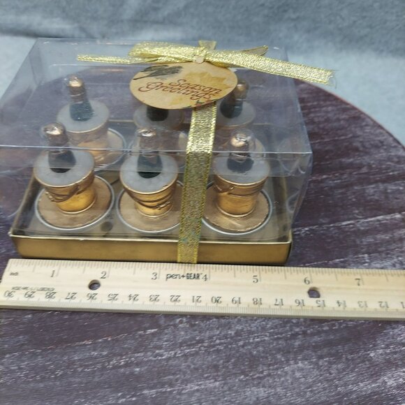 Gold Mini Champagne Bucket Candles Set Of 6 In Clear Gift Box With Gold Ribbon - Picture 7 of 9